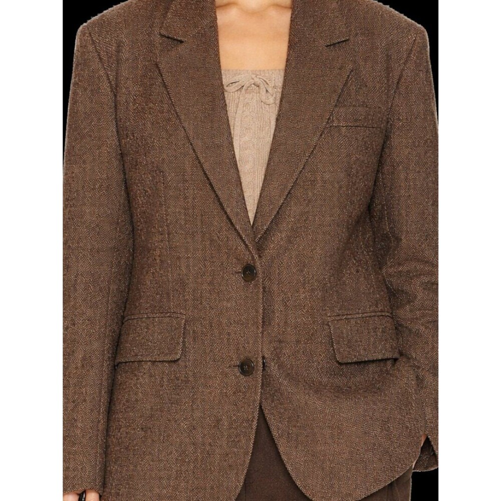 Helsa Brown Tweed Oversized Suit Blazer size Small